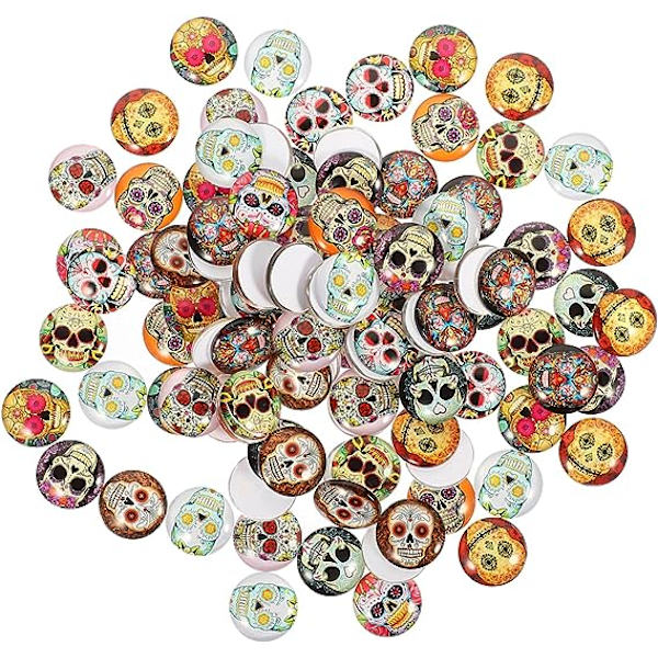 200 st tidsstensplaster färgglada smycken färgade glasstenar för hantverk Skalle Mönster Glas Cabochons Kupol Ädelsten Caboch