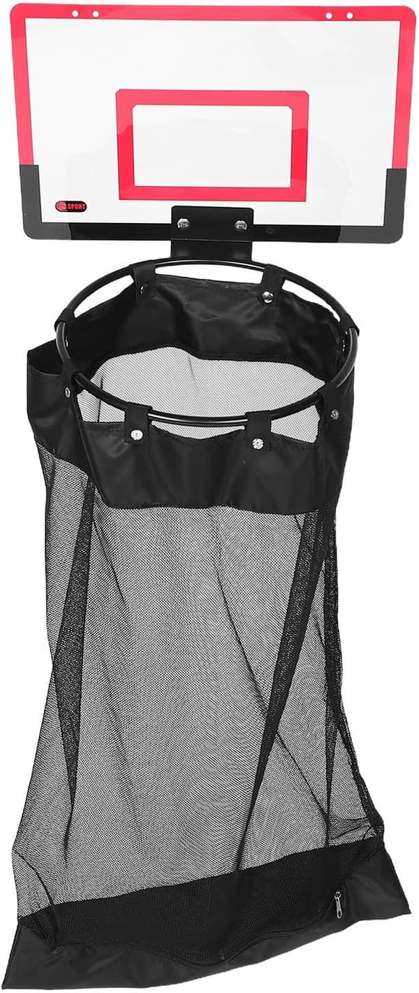 Laundry Hamper with Over-the-Door Basketball Hoop Lightweight Mesh