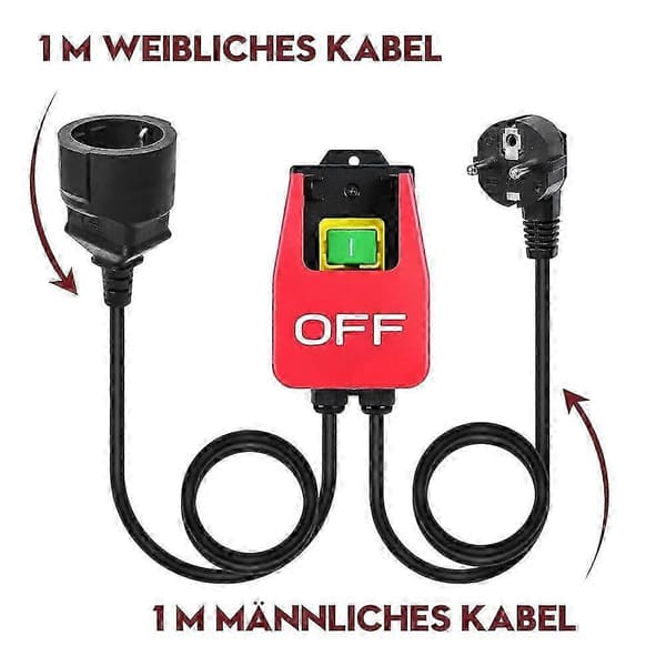 220V Single Phase Power Switch On/Off, -Switch with Large Stop Shield Paddle for Quick Emergency Stops EU Plug