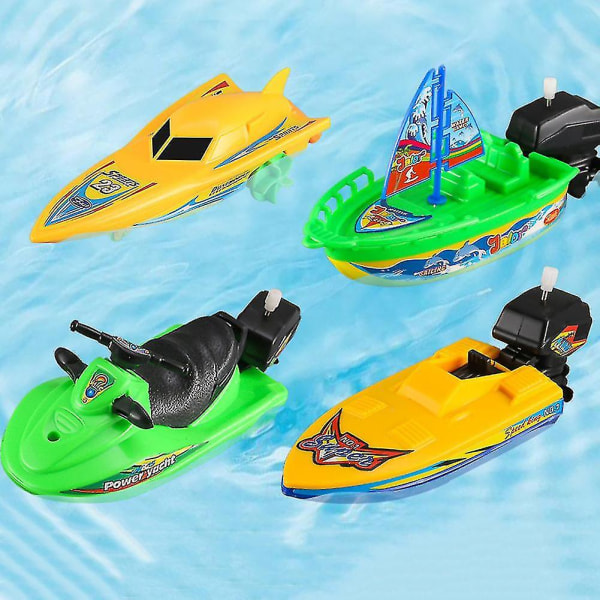 1 stk Speedbåd Windup Legetøj Flyd i Vand Børnelegetøj Klassisk Windup Legetøj Vinterbruser Badelegetøj Børn Drenge Legetøj Lysegrøn
