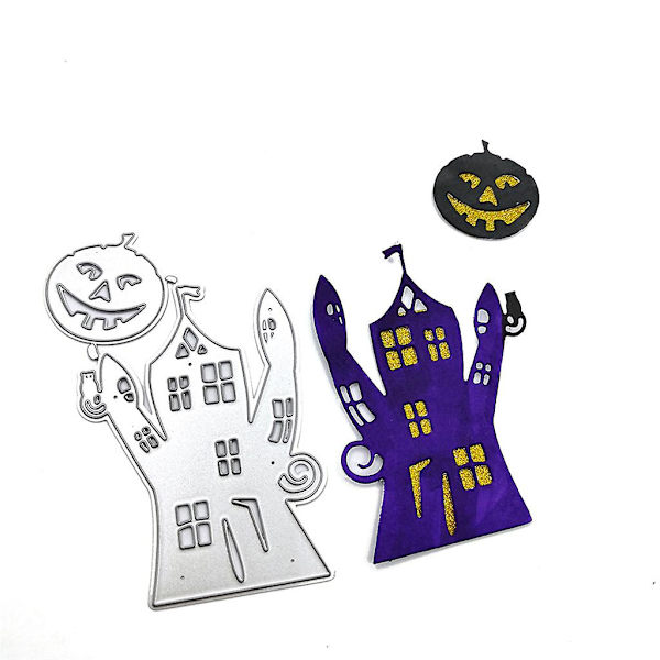 Halloweenhus Metallstansmall för DIY Scrapbooking Album Papperskort Stansform Prägling Hantverk Dekoration