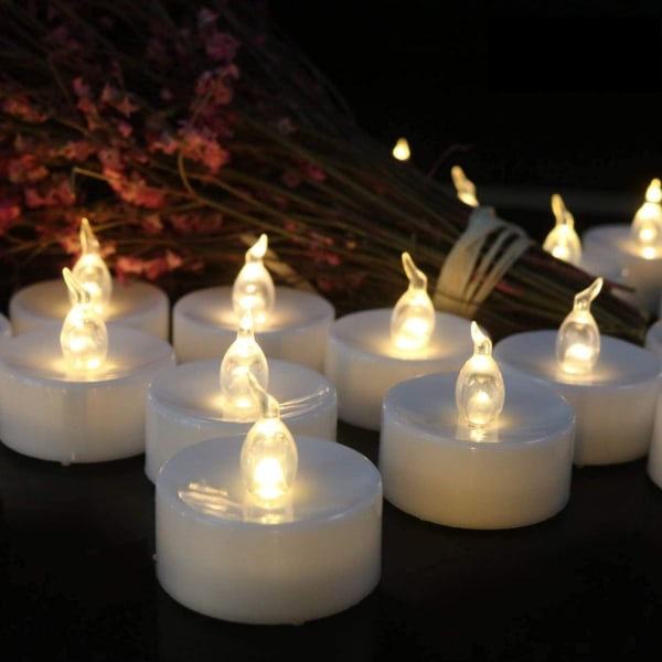 24-pack flamlösa votive ljus Lampa Realistisk och ljus flimrande Långvarig för bröllop Holiday Party Heminredning (varm vit)