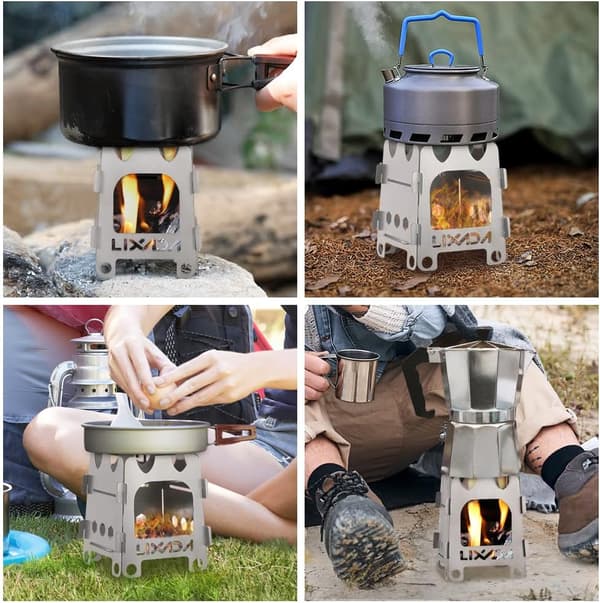 (C)Outdoor Camping Stove in Titanium, Ultralight, Portable, Foldable W
