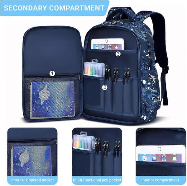 School Backpacks for Boys 8-12 Years, Large Nylon School Backpack for Primary School, Waterproof Breathable Kids Backpack
