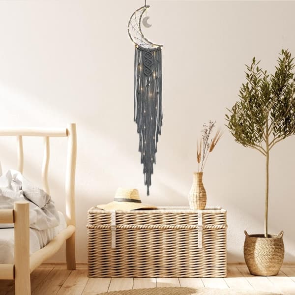 Boheme chic macramé vægophæng mandala månedrømmefanger