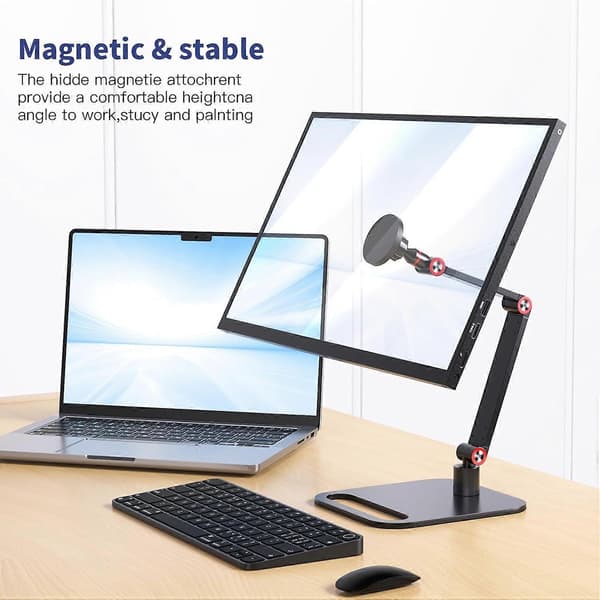 Bærbart skærmstativ med magnetisk quick release, foldbart VESA 75x75-beslag til 10-18,5 tommer skærme