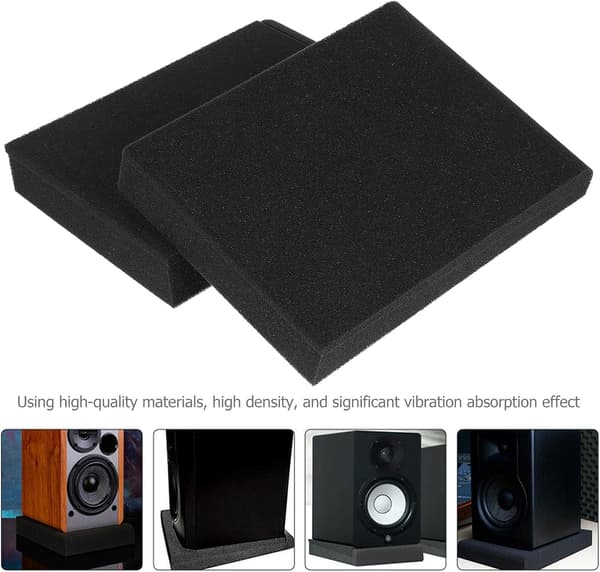 2pcs Speaker Isolation Pad Sound Frame Foam Pad Stable Vibration Absorption Black Foam Small Speaker Accessories
