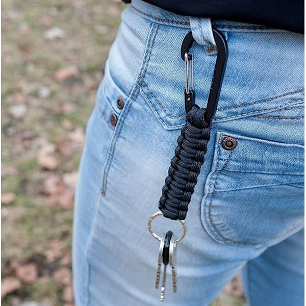 Avaimenperä paracord ulkoiluun karabiinihaalla 2 kpl