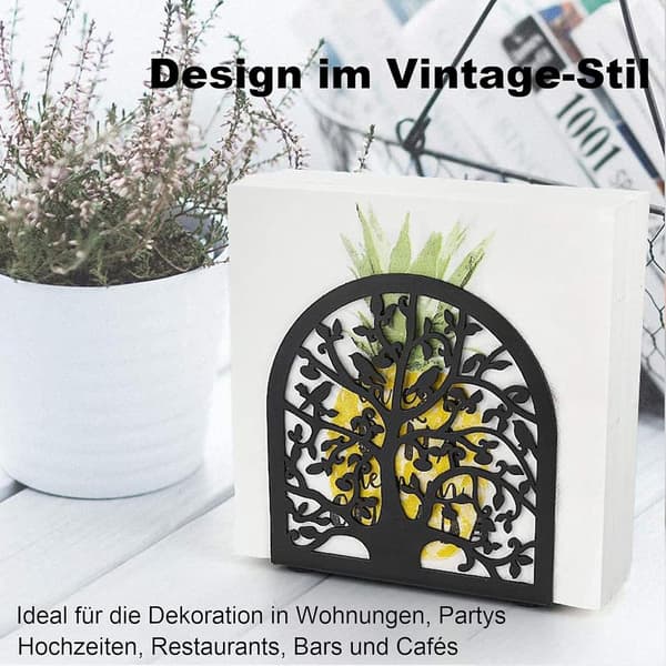 Servietholder, servietdispenser, vævsholder, damp servietholder, jern, sort, metal