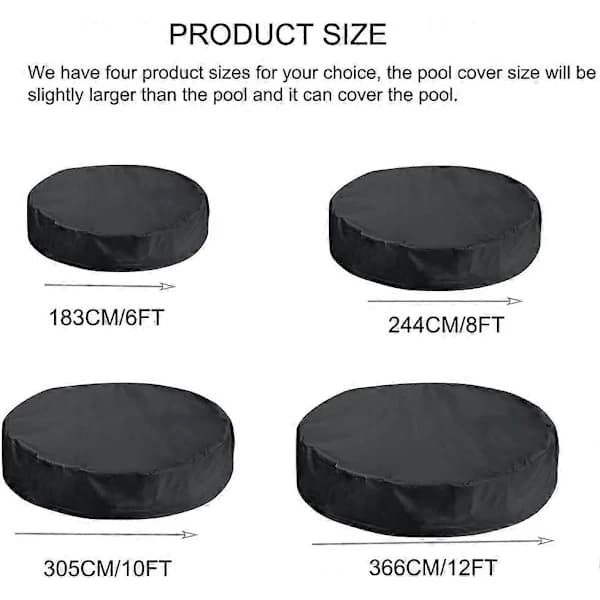 TCGG Poolskydd, 244 cm runt poolskydd, vinteröverdrag för pool ovan mark, hopfällbart vattentätt och dammtätt poolskydd