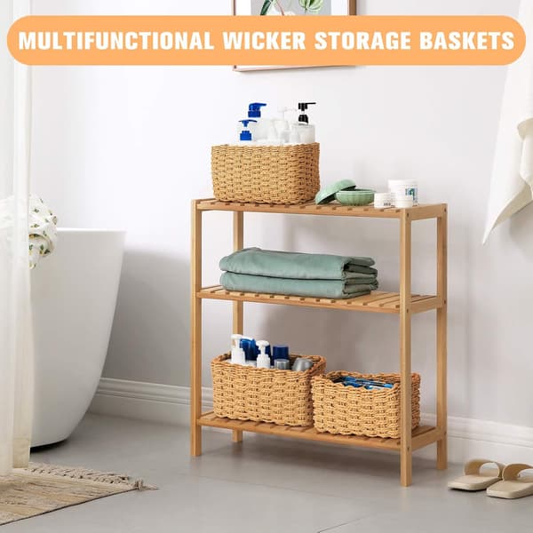 Basket Storage Basket, Set of 4 Rectangular Basket Storage Baskets, Practical Storage and Organization Organizer for Kitchen, Bathroom