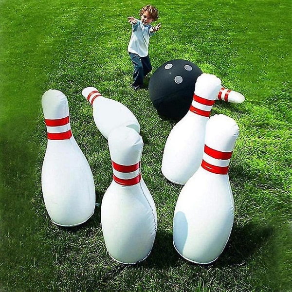 Kjempeoppblåsbare bowlingballsett Morsomt gigantisk bowlingbanespill for barn og voksne Praktisk innendørs og utendørs spillballer for barn