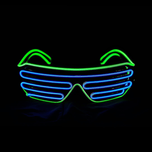 Briller Blink Led Solbriller Light Up 80'er tøj, Edm, Fest Rb03 (lysegrøn-blå) (1 stk)