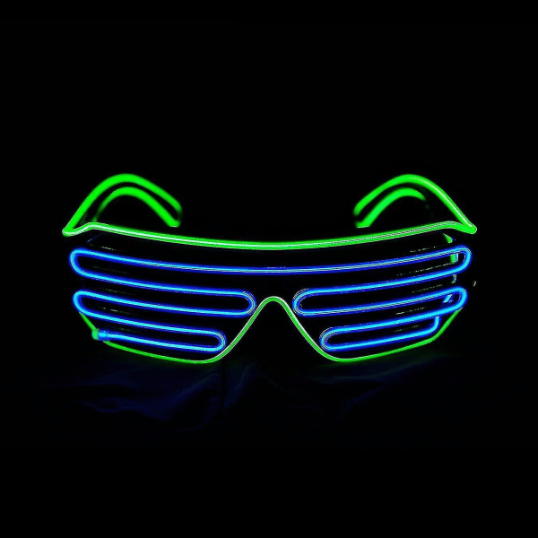Lasit Blink Led Aurinkolasit Valoavat 80-luvun Vaatteet, Edm, Juhlat Rb03 (Vaaleanvihreä-sininen) (1kpl)