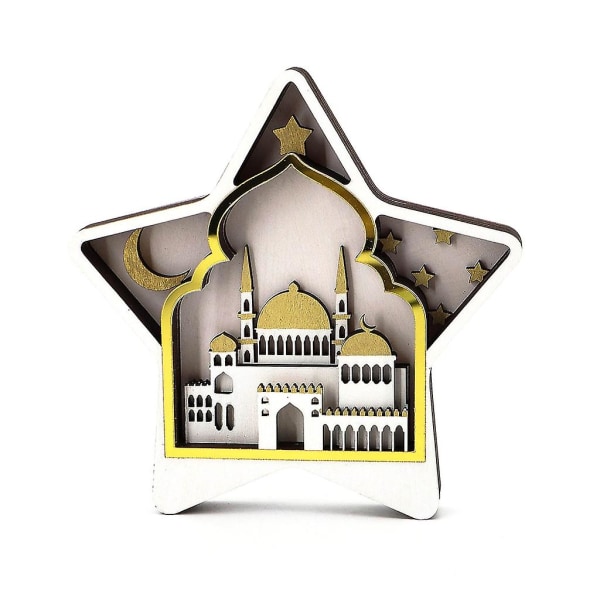 GoldWood Star Ornament Moon Castle Håndverk dekorasjon OrnamentGull