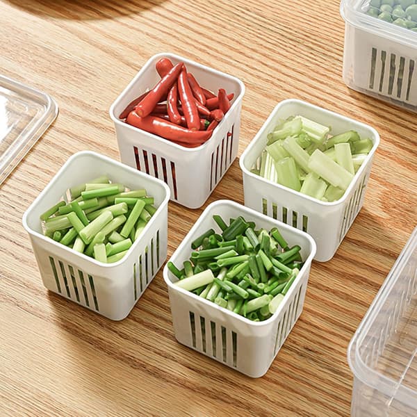 Food Storage Containers, Refrigerator Storage Containers, Includes 6 Removable Small Compartments, Portable Fruit Storage Container with Dividers.