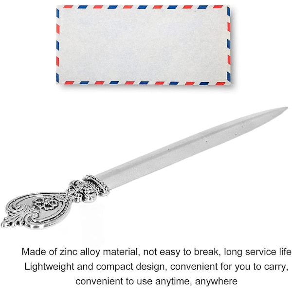 Bärbar vintage brevkniv i metall (C-stil) 1 st