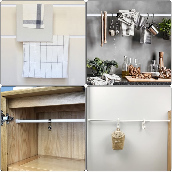 (Hvid) til gardiner, køkken, garderobe, vinduer, skab, hjemmegarderobe, gør-det-selv-projekter, lille kort udtrækkelig gardinstang
