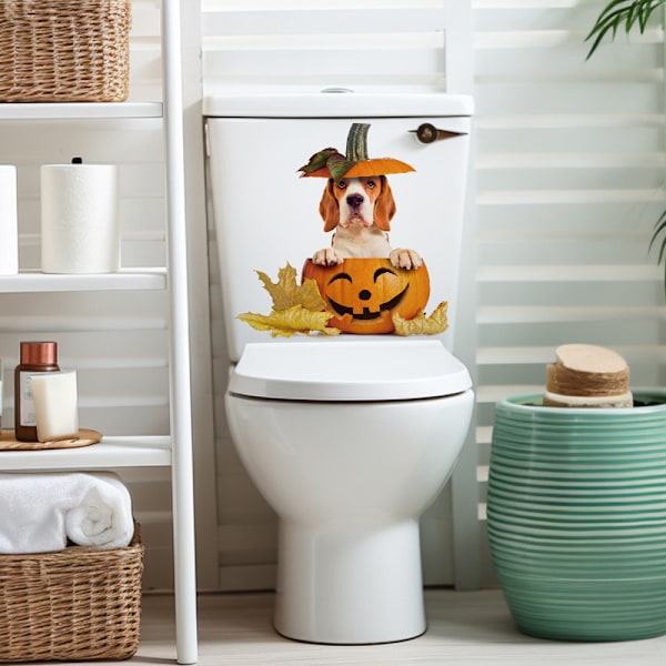 Uhyggelige Halloween Toiletlåg Stickers, Græskar Spøgelse Flagermus Vægstickers Lille Moderne Halloween Tema Fest Dekorationer Re