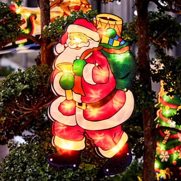 Julevinduslys dekorasjon, 46*23CM Julevinduslys krans, julelys soverom juletre lys garlan