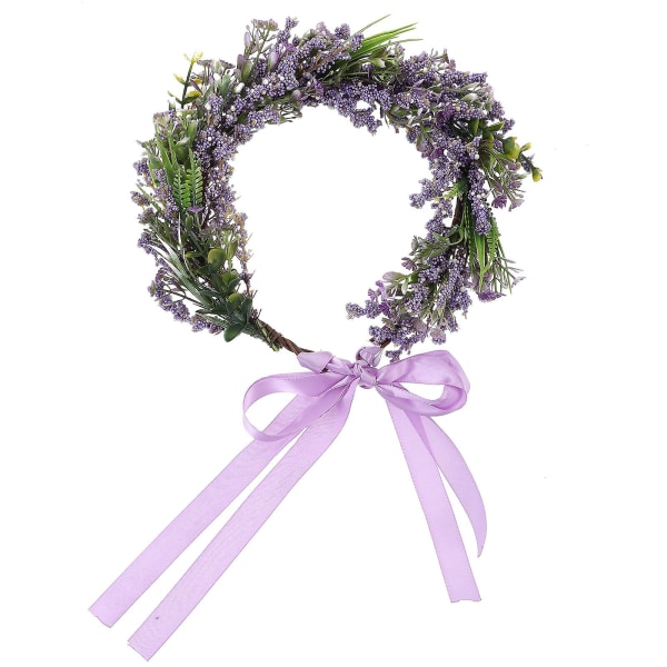 1kpl Jäljitelmä Seppele Hiukset Käsintehty Simulaatio Laventeli Kukka Seppele Rantalomaan (violetti)Pur