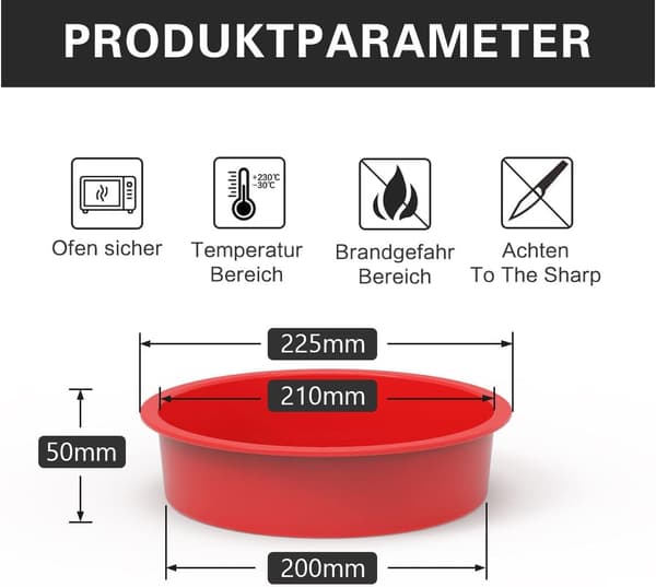 2 runde silikonkakeformer, 20 cm silikonkakeformer, non-stick