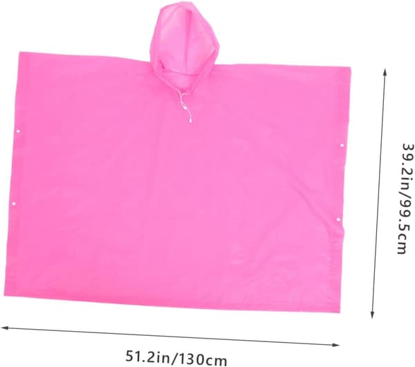 2 stk rosa regnponchoer med hette, gjenbrukbare lette utendørs regnfrakker