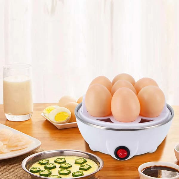 Mini Multifunctional Egg Cooker with Automatic Shut-off Function, Steamed Egg Cream Machine, Household Egg Cooker, Small Breakfast Machine - White