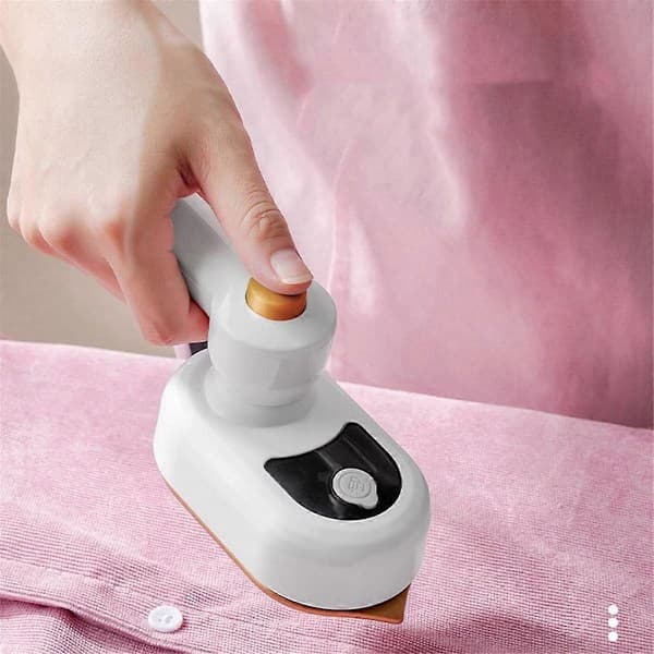 Mini Portable Iron Handheld Iron Household Handheld Iron Rotating Foldable Iron EU PLUG (White)