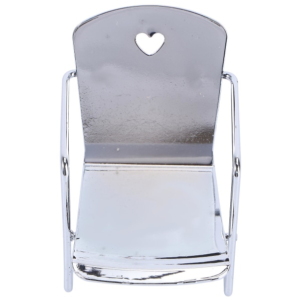 1pc Mini House Scene Layout Props Simulation Iron Chair Model DecorationSilver6.7x4.6cm