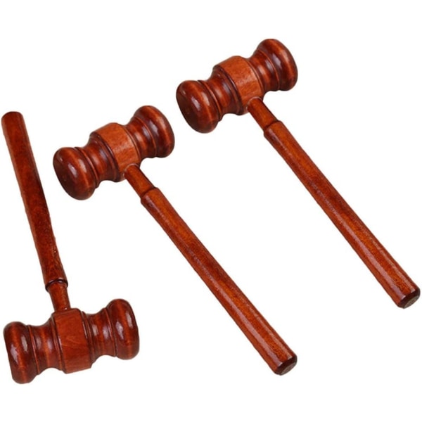 3 stk Billegetøj Vintage klassisk træhammer til retsdommer Advokat Studenterformand Auktionslokale Gavels 17X6.2CM Billegesæt
