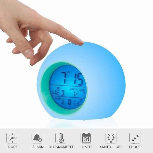 Barnalarmklocka, Digital Display Väckarklocka/7 Färger som Byter