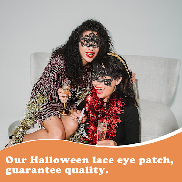 2 stk. Blindfold Voksne Blonder Øye Kostymemasker Kvinner Ytelse Øyedeksel Halloween Øyeflapper Svart 32x10cm