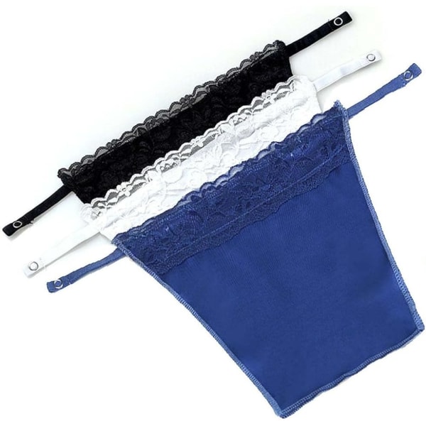 Pakke med 3 blonder clip-on camisoles for kvinner Svart, Hvit, Blå