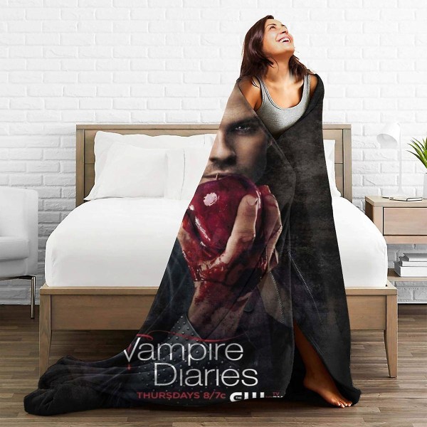 Damon Salvatore The Vampire Diaries Filtar Fleece Skräck Multifunktion Varma Sängfiltar För Säng Rese Sängkläder