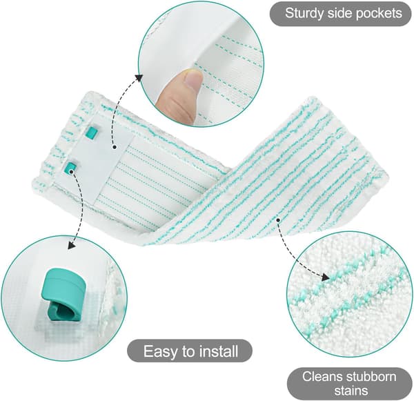 Microfiber Replacement Mop Pads for Leifheit Profi XL Micro Duo and Cotton Plus Floor Mops - 2-Pack Universal Fit for All Floors