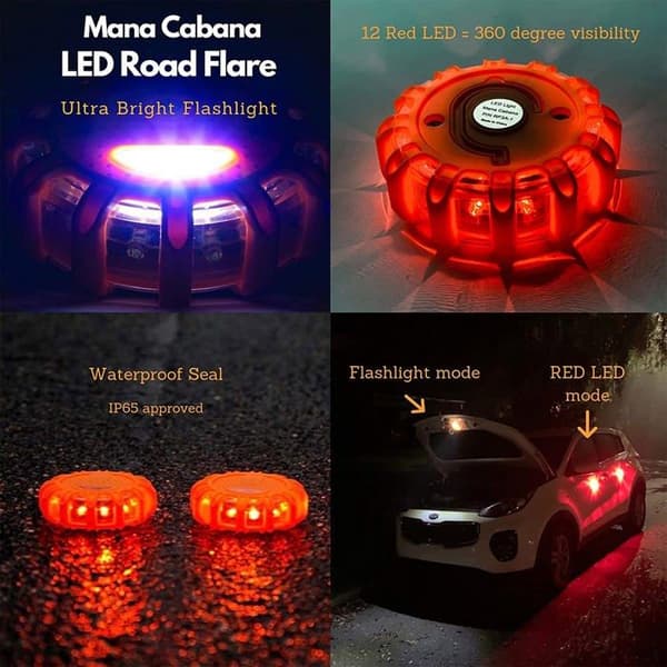 3-pack gula LED-varningsljus, LED-blixtljus, bilnödljus för fordonssäkerhet