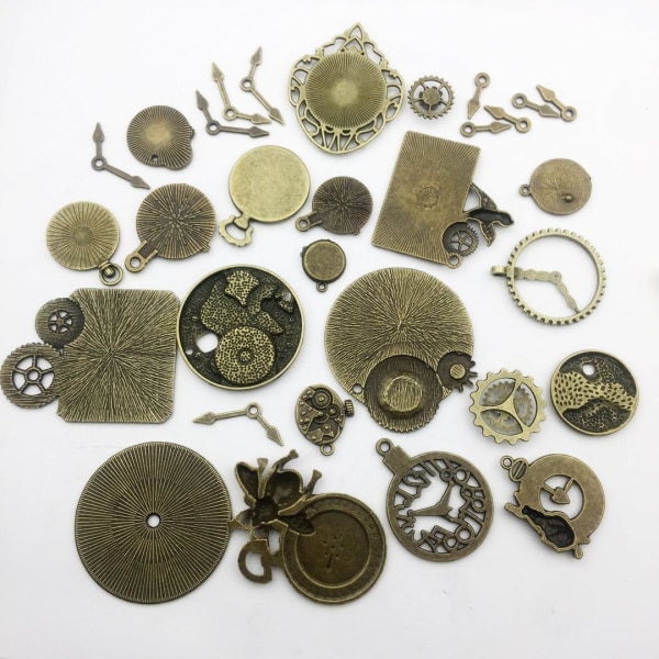 Antikk bronseblanding skjelett Steampunk urskive ur Gear Tannhjul Anheng Charms Smykker Making DIY Steampunk Gear P