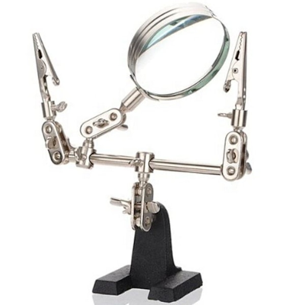 Korun Magnifying Glass, 5X Kiertävä Luppi Koruille ja Tarvikkeille 2 Kiinnitysklipsin Avulla, Auttaa Juottamisessa, Kolmas Käsi Apuväline - 4 Osaa