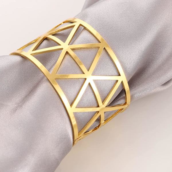 8 stk. Hule Servietringe, Metal Servietring, Metal Legering, Anvendelig til Jul, Bryllup, Banket, Middag, Borddekoration, Fest (guld)
