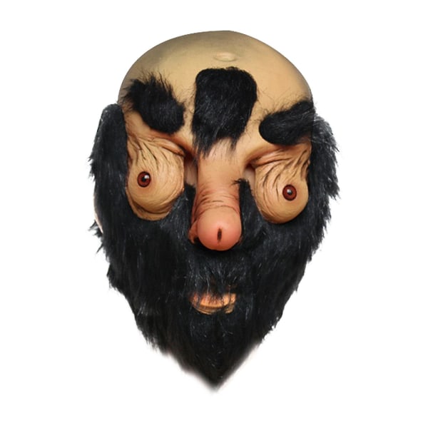Halloween Horror Grimase Mask Skræmmende Latex Hud Med Hår Realistisk Halloween Uhyggelig Cosplay RekvisitterSort Black