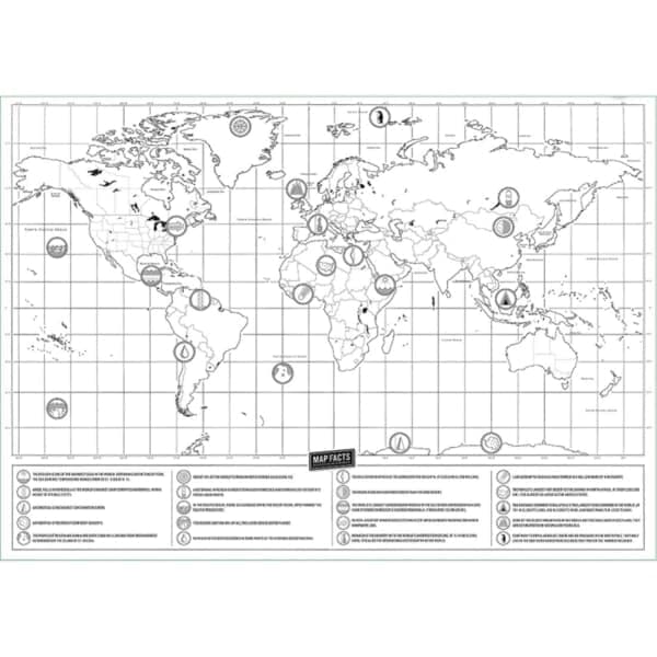 Scratch Map / World Map - 42 x 30 cm Black