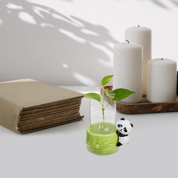 Ceramic Panda Hydroponic Flower Vase Water Plant Decor Fresh Flower Display Requires