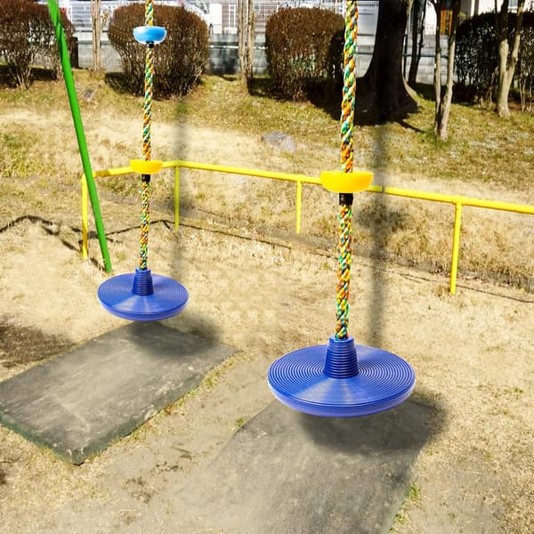 Klätterrep för barn med plattform och disksits; tillbehör ingår ej; maximal lastkapacitet 100 kg