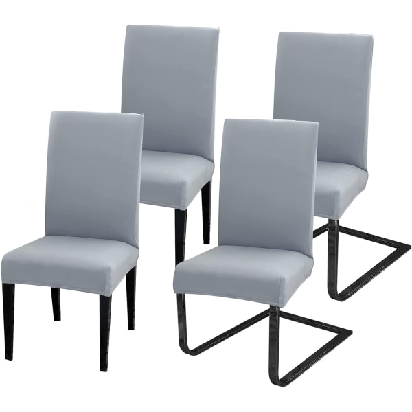 Set , 4 joustavia tuolinpäällisiä Universal polyesterituolinpäälliset ruokasaliin, hotelliin, juhlaan, juhlasisustukseen, häihin, vaaleanharmaa