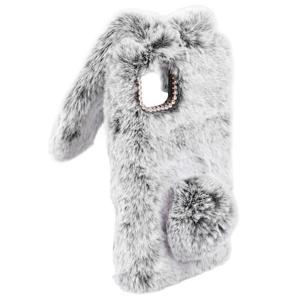 Sweet Rabbit Ears Plush Case Soft Grey Bunny Ears Protective Shell for iPhone 11