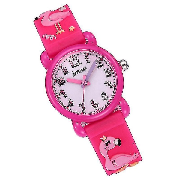 1st Cartoon 3D Barnklocka Vattentät Klocka Flamingo Mönster Armbandsur För Barn (Rosé)