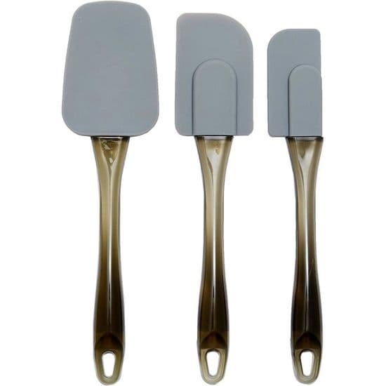 Set med 3 silikonspatlar, rektangulära, grå/guld, 6,5 x 2,01 x 26,01 cm