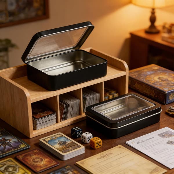 7 pcs Tin Boxes for Playing Cards and Dice with Window Lids, Portable Metal Box