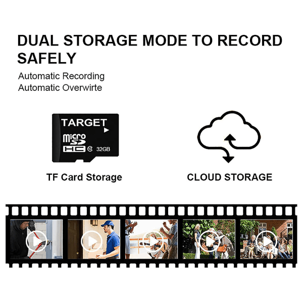Trådlös Videodörrklocka med Intercom, Ljudförändringsövervakning, Smart Graffiti Wifi, Låg Strömförbrukning V